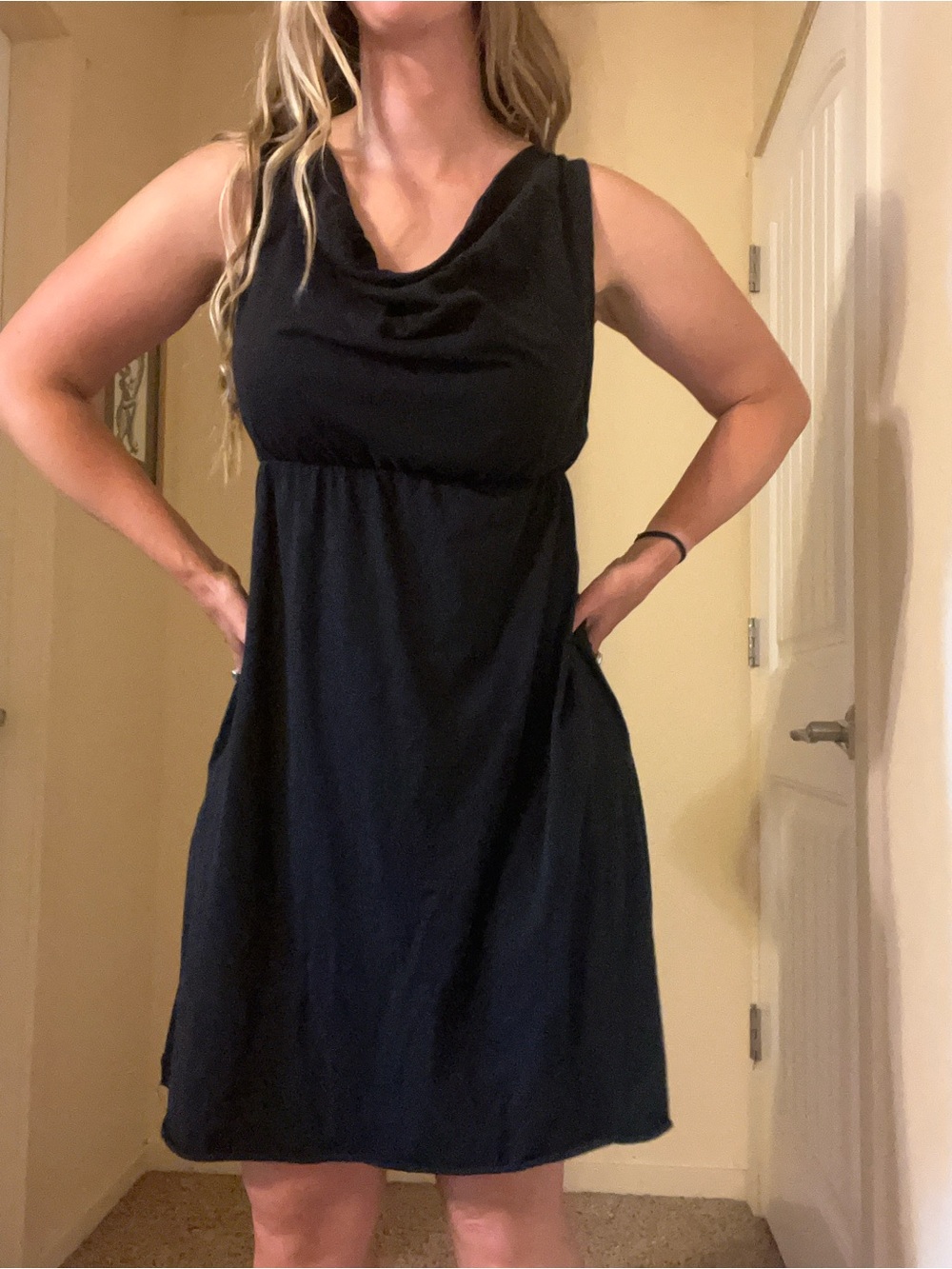 Indigenous Black Sleeveless Cowl Neck Mini Dress